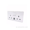 Tomadas de energia brancas com tomadas e interruptores USB